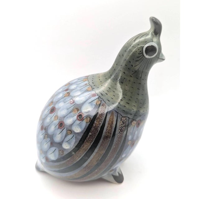 Mexican 1970s Tonalá Mexico "El Palomar" Ceramic Quail Figurine by Ken Edwards For Sale - Image 3 of 11
