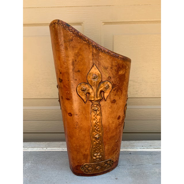 19th-Century French Leather-Wrapped Grain Bin or Umbrella Stand For Sale - Image 9 of 11