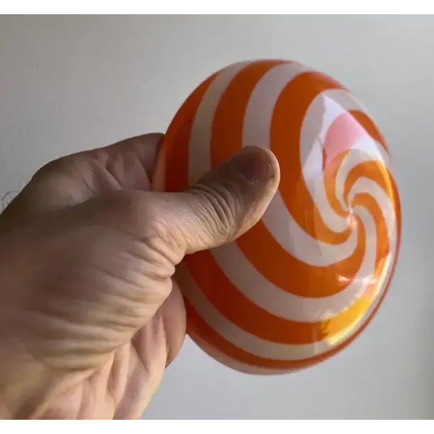 Glass Mid 20th Century Murano Glass Dish with Tangerine Optic Swirls For Sale - Image 7 of 9