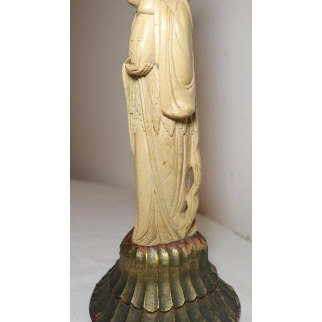 Antique Hand Carved Chinese Natural Hard Stone Figural Geisha Sculpture Statue For Sale - Image 9 of 13