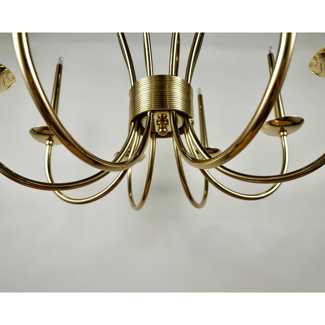 Vintage German Gold-Plated Chandelier from Sische Leuchten, 1984 For Sale - Image 4 of 9