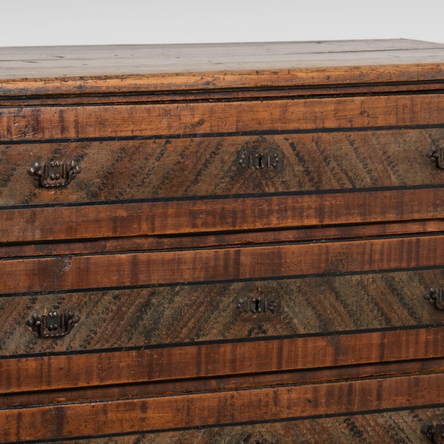 19th Century Original Hand Painted Large Chest of Three Drawers From Hungary For Sale - Image 11 of 18