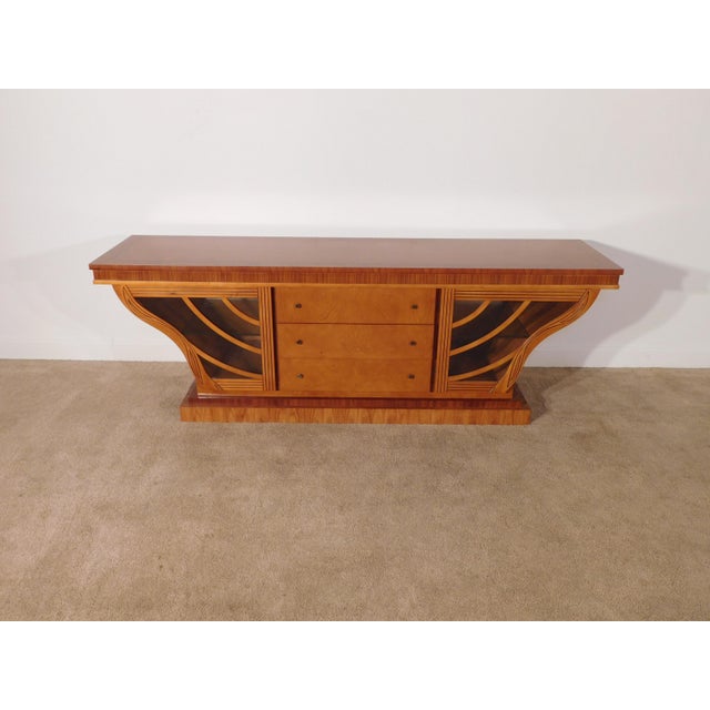 Art Nouveau Italian Carpanelli Furniture Art Deco Nouveau Cherry Inlaid Sideboard For Sale - Image 3 of 18
