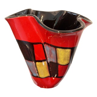 Checkered Ceramic Vase from Elchinger, France, 1950s For Sale