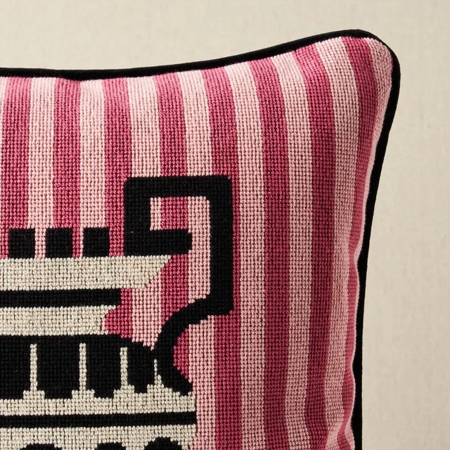 Contemporary Schumacher Clermont Epingle 16" Pillow in Pink For Sale - Image 3 of 4