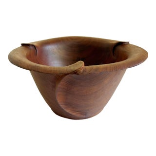 Biomorphic Carved Teak Wood Bowl For Sale