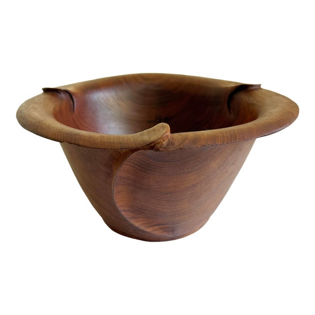 Biomorphic Carved Teak Wood Bowl For Sale