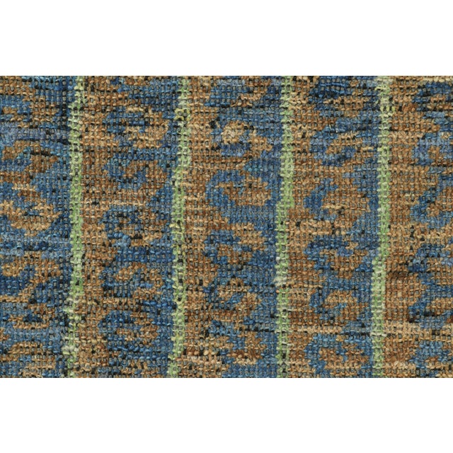 Rug & Kilim Rug & Kilim's Classic Rug in Blue, Green and Gold With Striped Design For Sale - Image 4 of 7