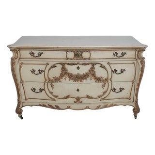 Antique French Carved Mahogany Painted Dresser For Sale