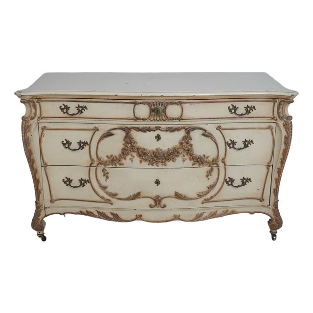 Antique French Carved Mahogany Painted Dresser For Sale