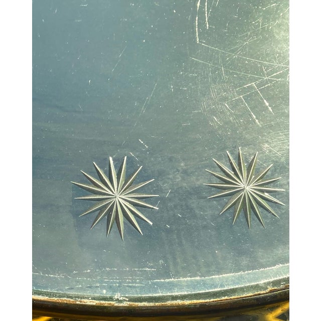 1940s Vintage 1940s Beveled Round Mirror With Hand Etched Stars, 16 Inch For Sale - Image 5 of 15