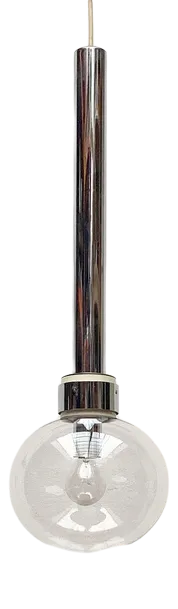 Vintage Space Age Chrome and Glass Pendant Lamp by Motoko Ishii for Staff, 1970s