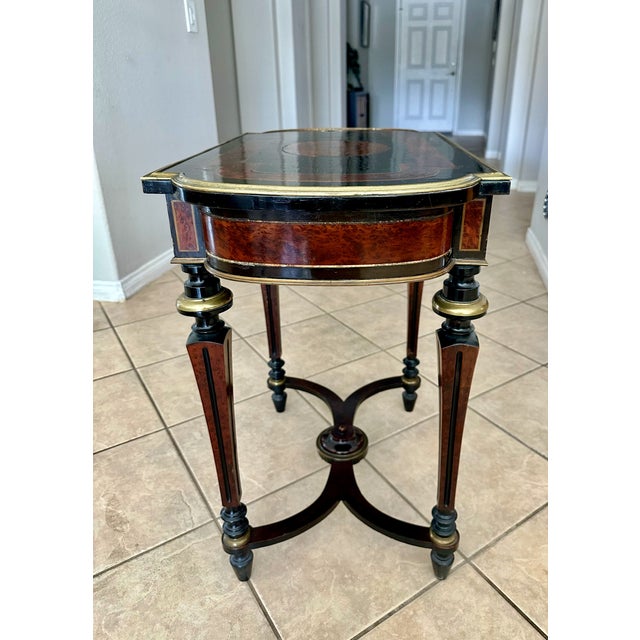 Brown Antique 19th-Century French Napoleon III Work or Vanity Side Table For Sale - Image 8 of 18