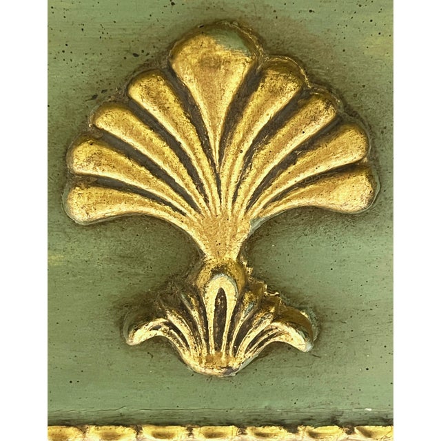 1970s Vintage Provincial French Parcel-Gilt Trumeau Mirror in Green & Gold Deco For Sale In New York - Image 6 of 12