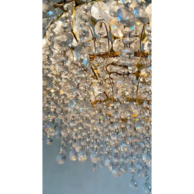 Large Glass and Brass Chandelier For Sale - Image 6 of 8