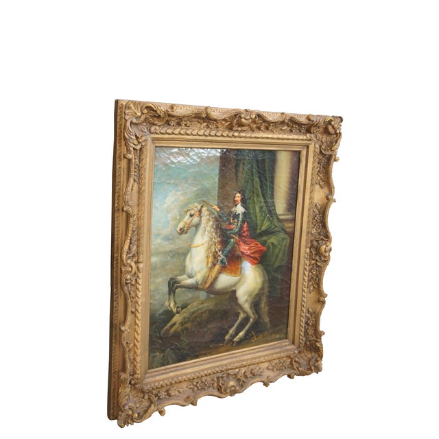 Late 20th century oil painting on linen after "Equestrian Portrait of Thomas Francis of Savoy, Prince of Carignano"...