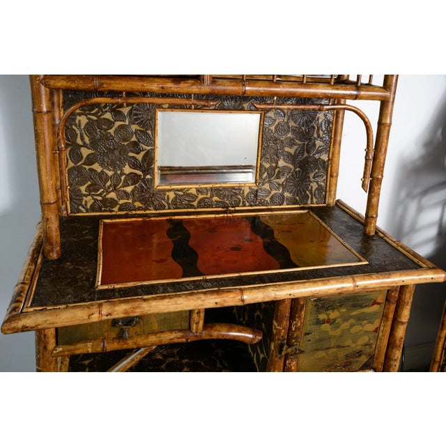 19Th. Century French Bamboo & Lacquer Cabinet Etagere For Sale - Image 4 of 17