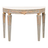 Italian Demi-Console with White Marble Top For Sale