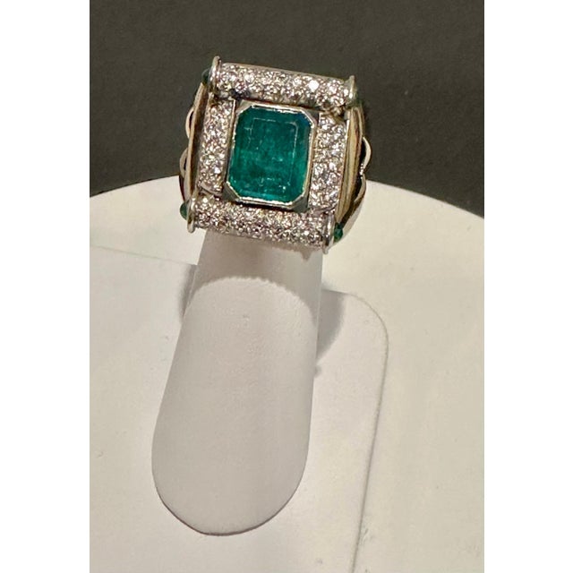 GIA Certified 8ct Emerald Cut Colombian Emerald Diamond Ring 18kt White Gold For Sale - Image 18 of 18
