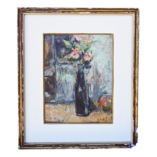 Ezio Pastorio, Vase of Flowers, Oil on Panel, 1970s For Sale