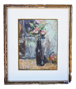 Ezio Pastorio, Vase of Flowers, Oil on Panel, 1970s