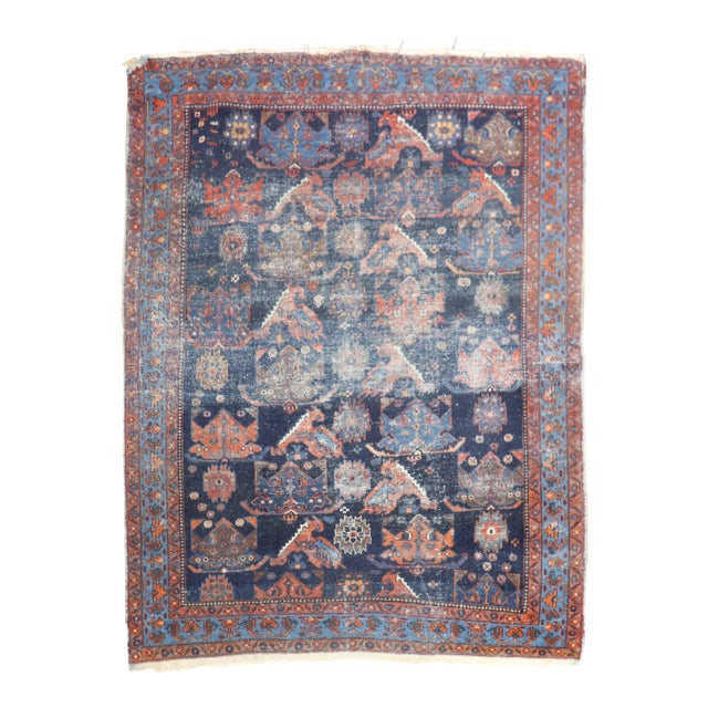 Worn Early 20th Century Afshar Rug - 4'6" x 5'6" For Sale