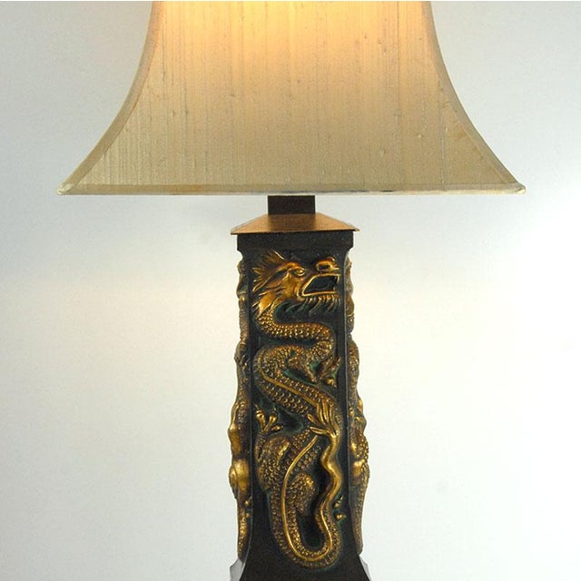 1960s Vintage Gold Dragons Table Lamp, 1960s For Sale - Image 5 of 13