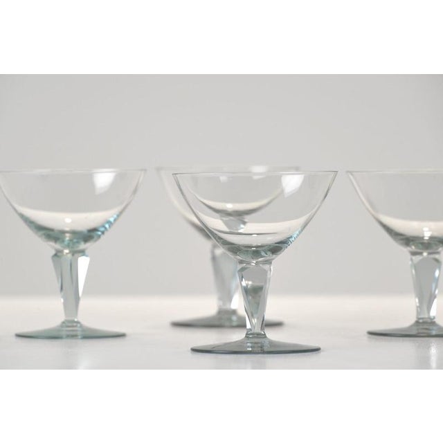 Wilhelm Wagenfeld Sherry Glasses by Wilhelm Wagenfeld for VLG Weisswasser, Germany, 1937, Set of 6 For Sale - Image 4 of 8