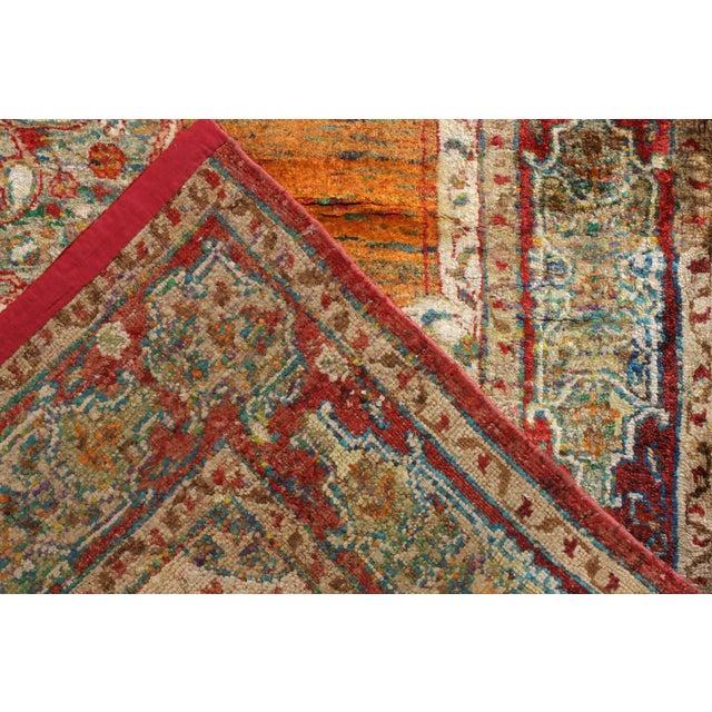 Rug & Kilim’s Classic Agra Style Rug in Orange-Red, Blue Medallion Pattern For Sale In New York - Image 6 of 6