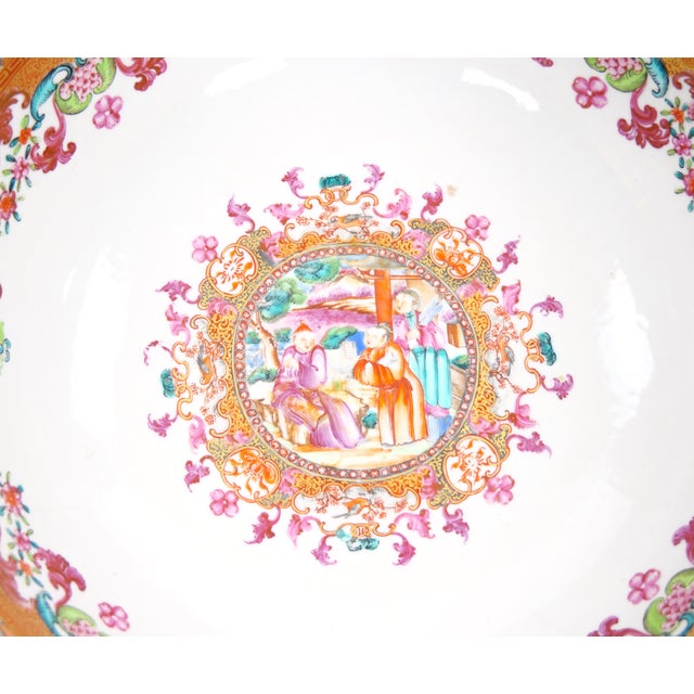 Antique 18th Century Chinese Export Porcelain Famille Rose Punch Bowl For Sale - Image 11 of 14