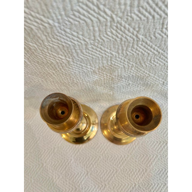 Metal Vintage Brass Open Barley Twist Candlestick Holders - A Pair For Sale - Image 7 of 9