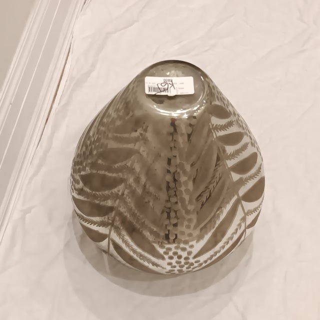 Glass Vintage Antique Mercury Glass Vase With Hand Painted Raised Textured Gold Leaf Motif For Sale - Image 7 of 10