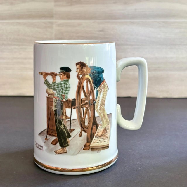 1980s Vintage Norman Rockwell Ceramic Mugs Set of 2 For Sale - Image 5 of 9