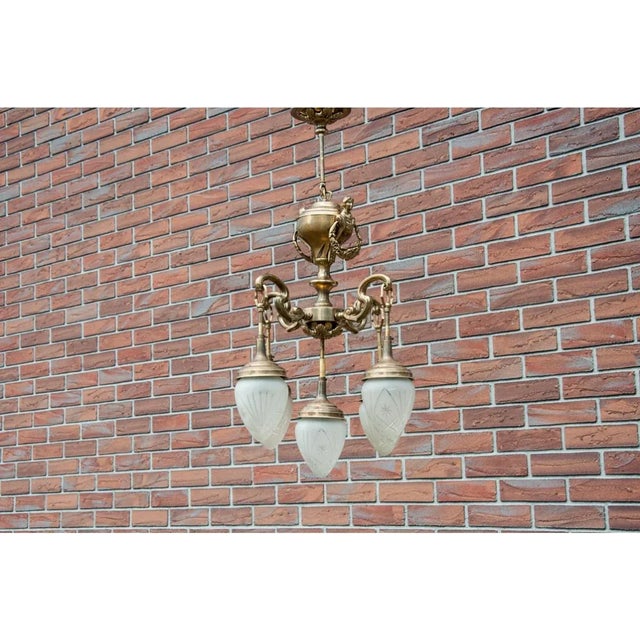 Mid 20th Century Brass Chandelier, Western Europe., 1950s For Sale - Image 10 of 10