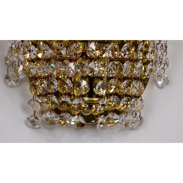 1960s 24K Brass Lead Crystal Wall Lamps from Palwa, 1960s, Set of 2 For Sale - Image 5 of 8