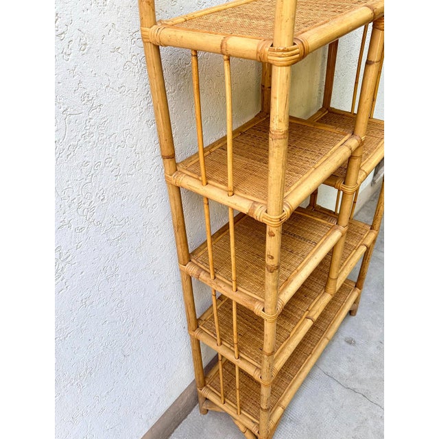 Khaki Bookcase in Bamboo, Malacca and Vienna Straw from Vivai del Sud, 1960 For Sale - Image 8 of 13