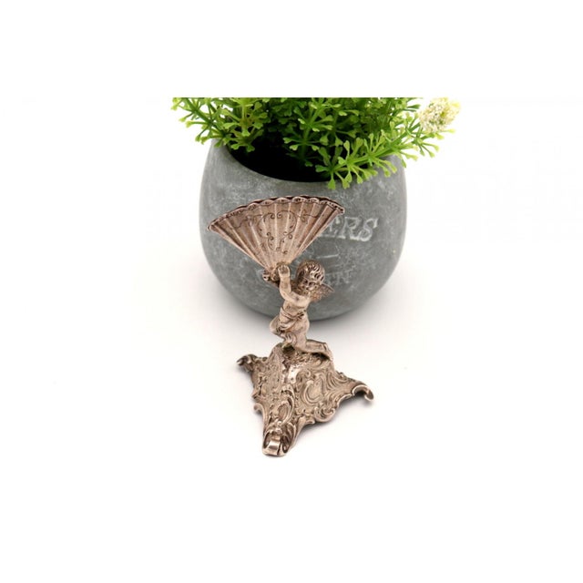 Silver Toothpick Holder with Cherub and Fan For Sale - Image 5 of 6