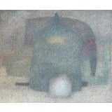 1965 "Witness" Thomas Guise Scottish Pointillist Style Watercolor Painting For Sale