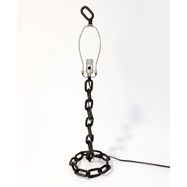 Mid-Century Modern Mid 20th Century Mid-Century Brutalist Iron Chain Table Lamp in the Style of Franz West For Sale - Image 3 of 10