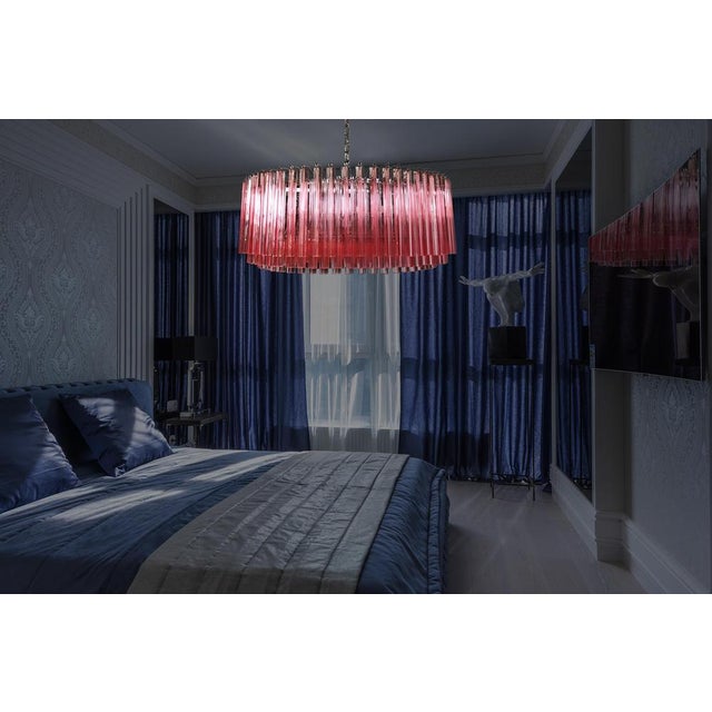 Large Triedri Murano Glass Chandelier with 391 Pink Prims Triedri, 1990s For Sale - Image 10 of 18