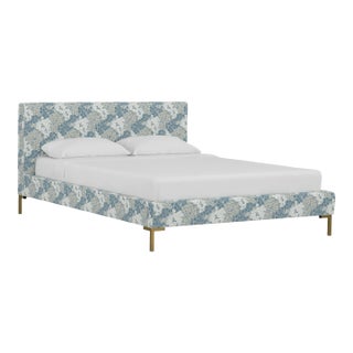 Norah Platform Bed in Blue Loiret, Full/Double For Sale