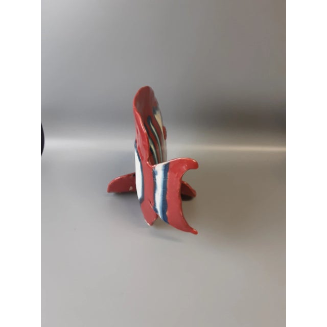 Unique Ceramic Fish by artist Chrs Rowley signed # 6 Harliquin Fish.