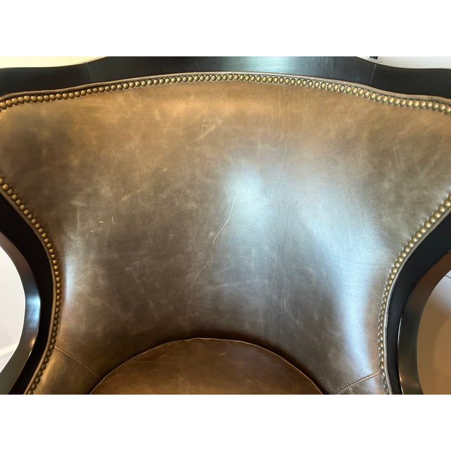 2010s Arhaus Catania Wingback Chair & Matching Ottoman in Libby Smoke For Sale - Image 5 of 17