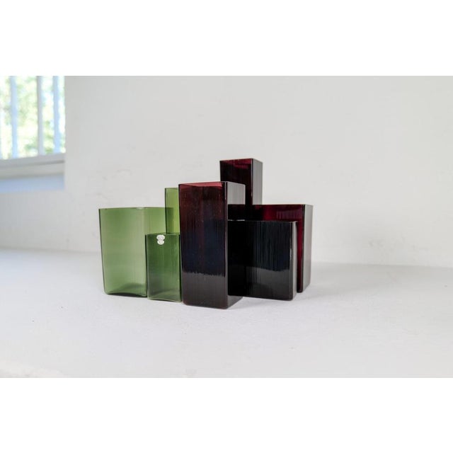 Forest Green Mid-Century Ice Vases from Gullaskruf, Sweden, 1960s, Set of 7 For Sale - Image 8 of 11