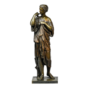 Neoclassical Antique Victorian Bronze Statue Sculpture of Woman