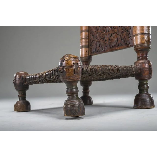 Early 20th Century Handmade Low Cedar Chair, Nuristan, 1890s For Sale - Image 10 of 14