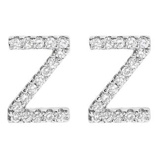 10K White Gold 1/10 Cttw Diamond 'Z' Initial Stud Earring For Sale