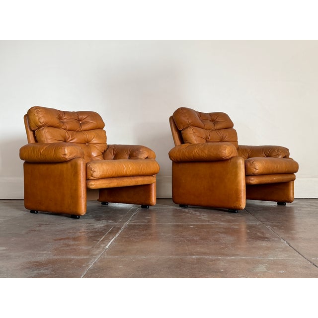 1970s 1970s C & B Italia Leather Lounge Chairs For Sale - Image 5 of 12