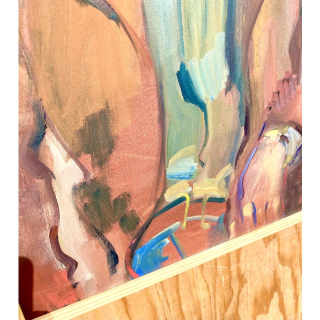 Contemporary Midcentury Expressionist Portrait Signed Regone For Sale - Image 3 of 12