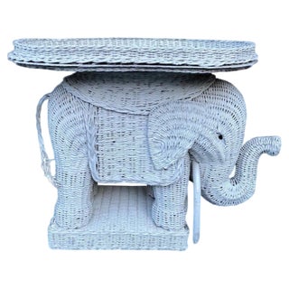 Wicker Elephant Garden Stool For Sale